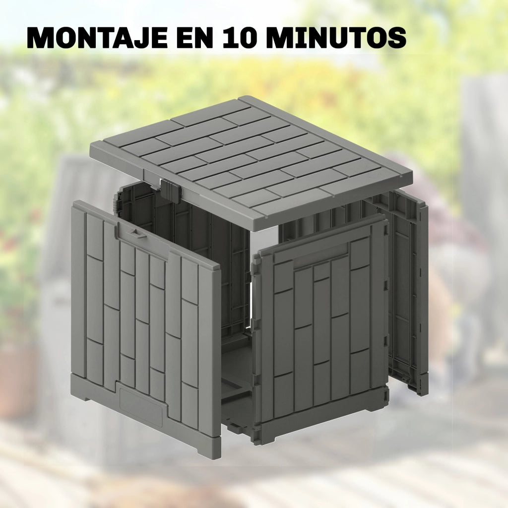 Baule da Giardino Esterno ¨C Xylo ¨C Grigio 114L Resistente Acqua UV con Serratura
