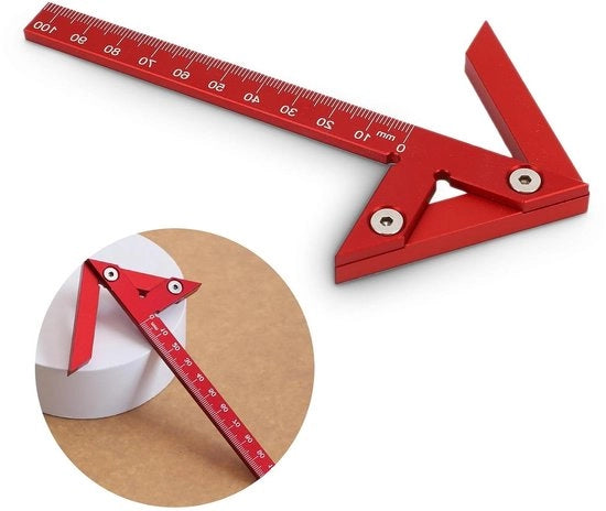 Misuratore di distanza con angolo 45° e 90° 105 mm in alluminio, livello e scala lineare