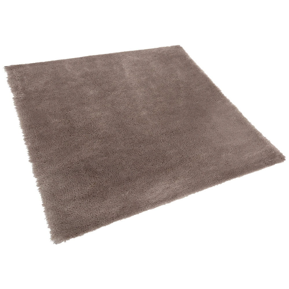 Tappeto Shaggy in cotone marrone chiaro in misto poliestere 200 x 200 cm soffice pelo denso