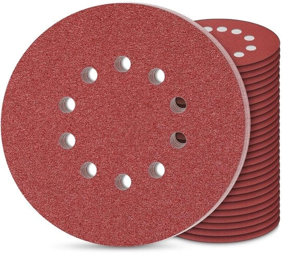 Schiuma abrasiva premium 225mm 30 pezzi - Dischi abrasivi rotondi con 10 fori P80 grana - Per macchine da schiuma per pareti e soffitti
