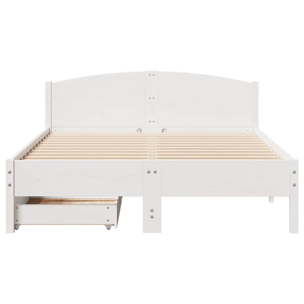 Letto senza Materasso Bianco 160x200 cm Legno Massello di Pino 3301822