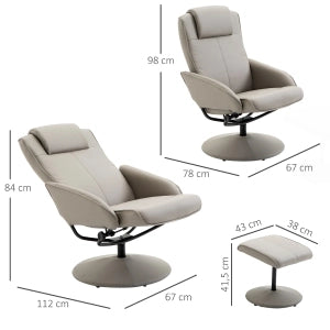 POLTRONA Relax con poggiapiedi 78x67x98 cm Grigia
