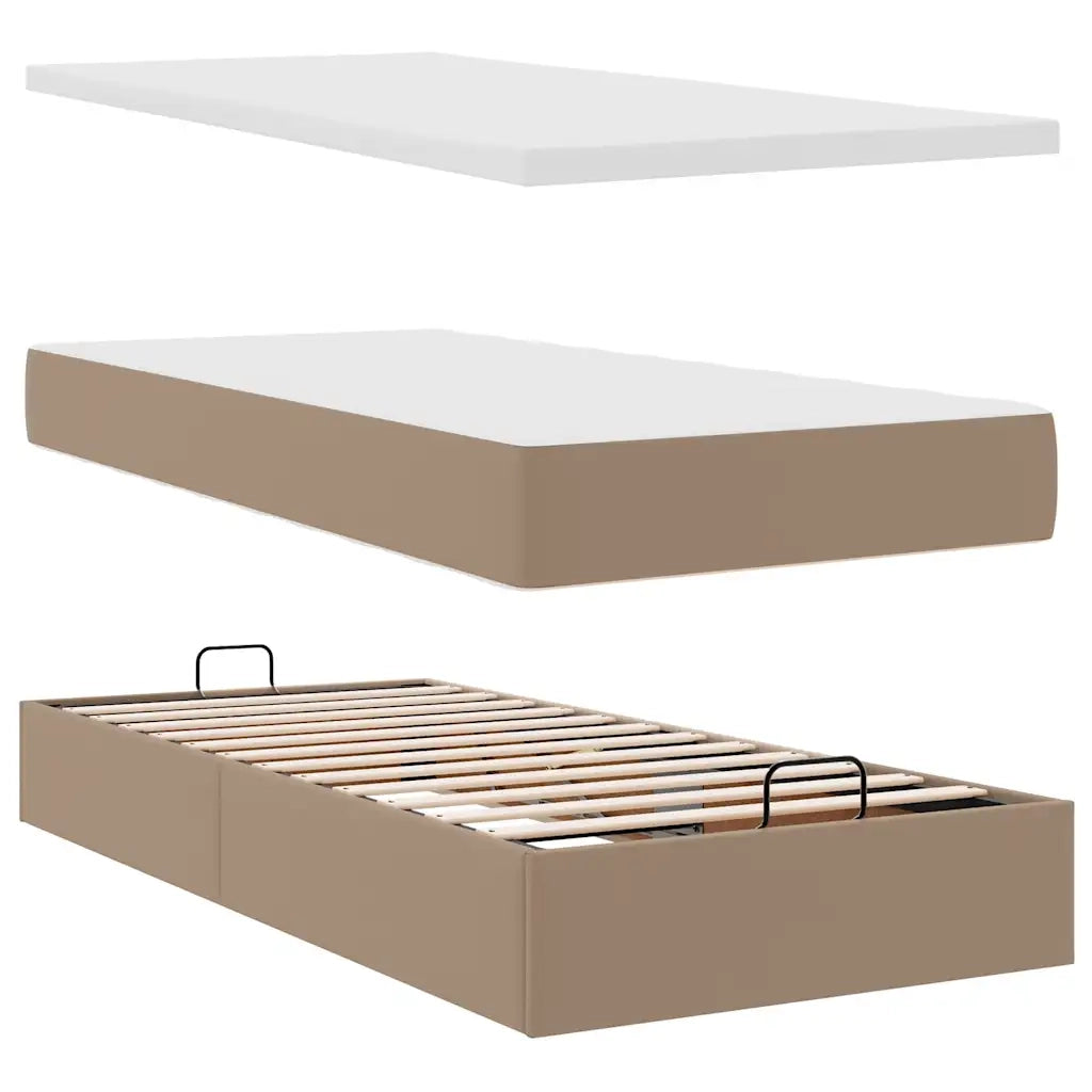 Letto Pouf con Materasso Cappucino 80x200 cm Similpelle 3311277