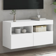 Mobile TV a Parete con Luci LED-Mobile TV a Muro Bianco 80x30x40 cm