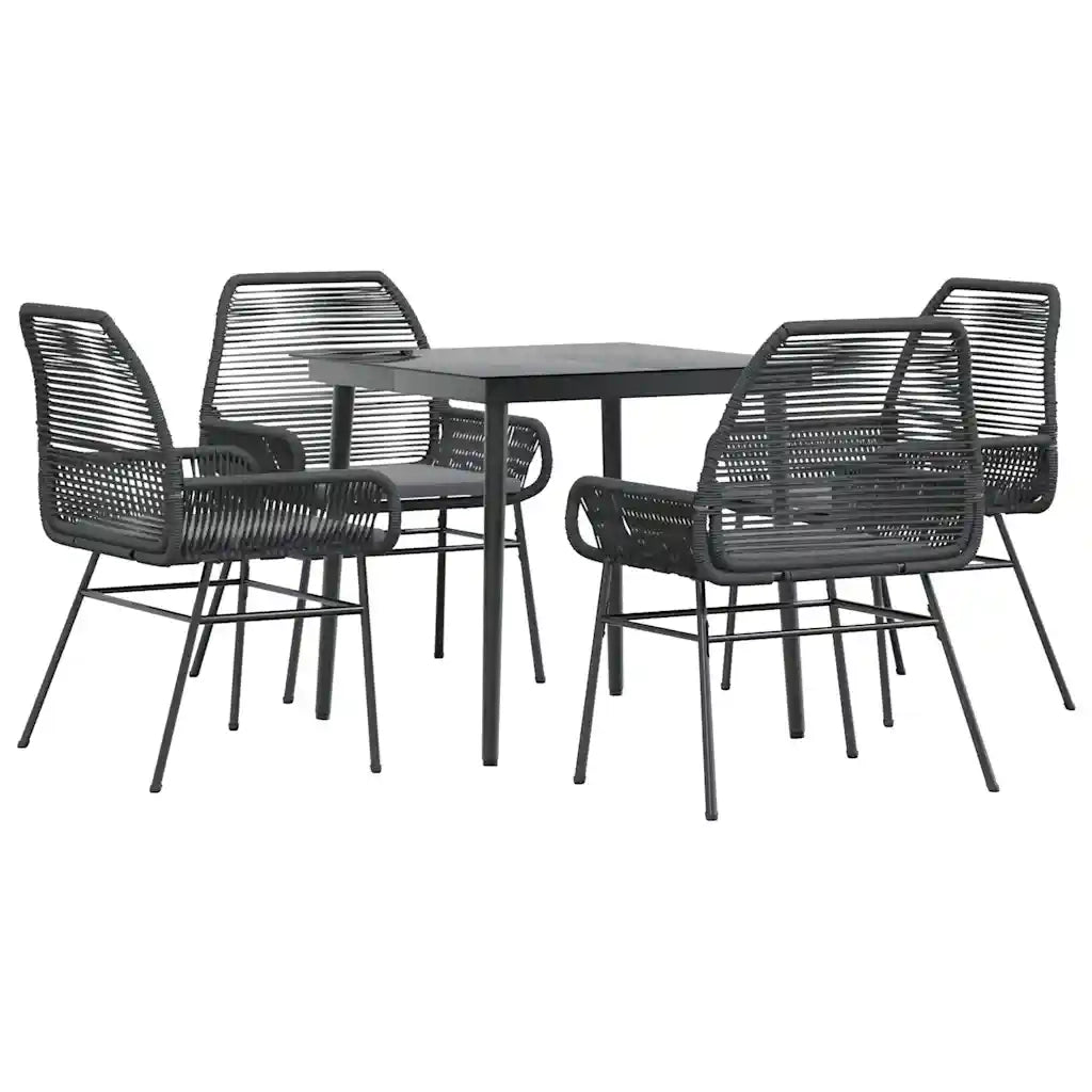 Set da Pranzo da Giardino con Cuscini 5 pz Polyrattan Vetro
