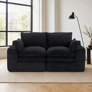 DIVANO 2 POSTI 191x94x85 cm Corda Nero con cuscini e tasche laterali
