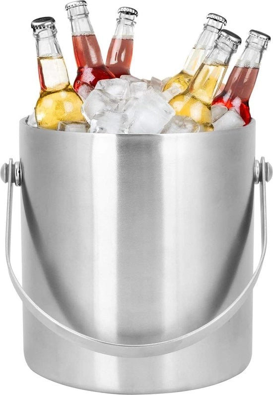 Emme doppia parete 2L per congelatore con alta capacità e coperchio per uso domestico, bar, festa e KTV - emme per champagne isolata per cubetti di ghiaccio, birra e altro
