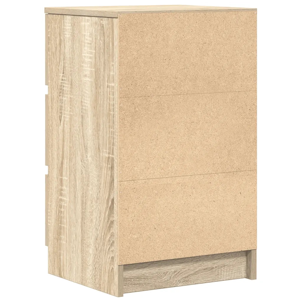 Comodino | Armadio da Notte | Mobiletto da notte con 3 Cassetti Rovere Sonoma 39x35x65 cm