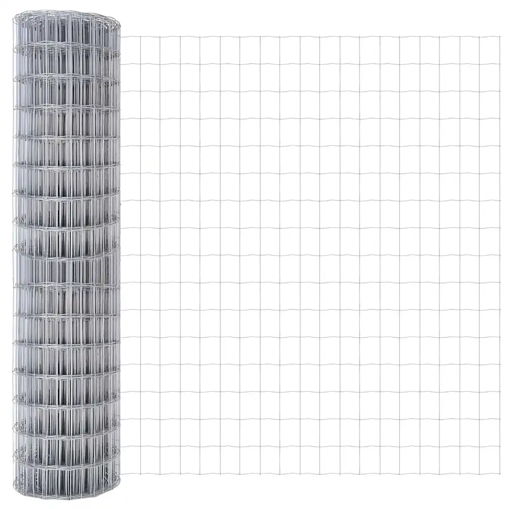 Recinzione con pali. Argento 1 x 10 m Acciaio