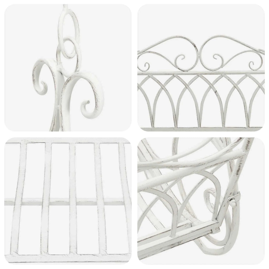 Panchina a Dondolo Acciaio 112 x 60 x 126,5 cm Bianco Antico