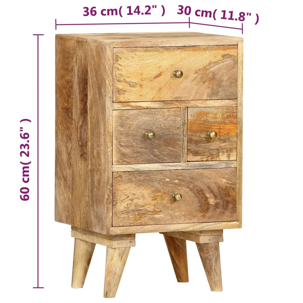 Comodino 36x30x60 cm in Legno Massello di Mango 286123