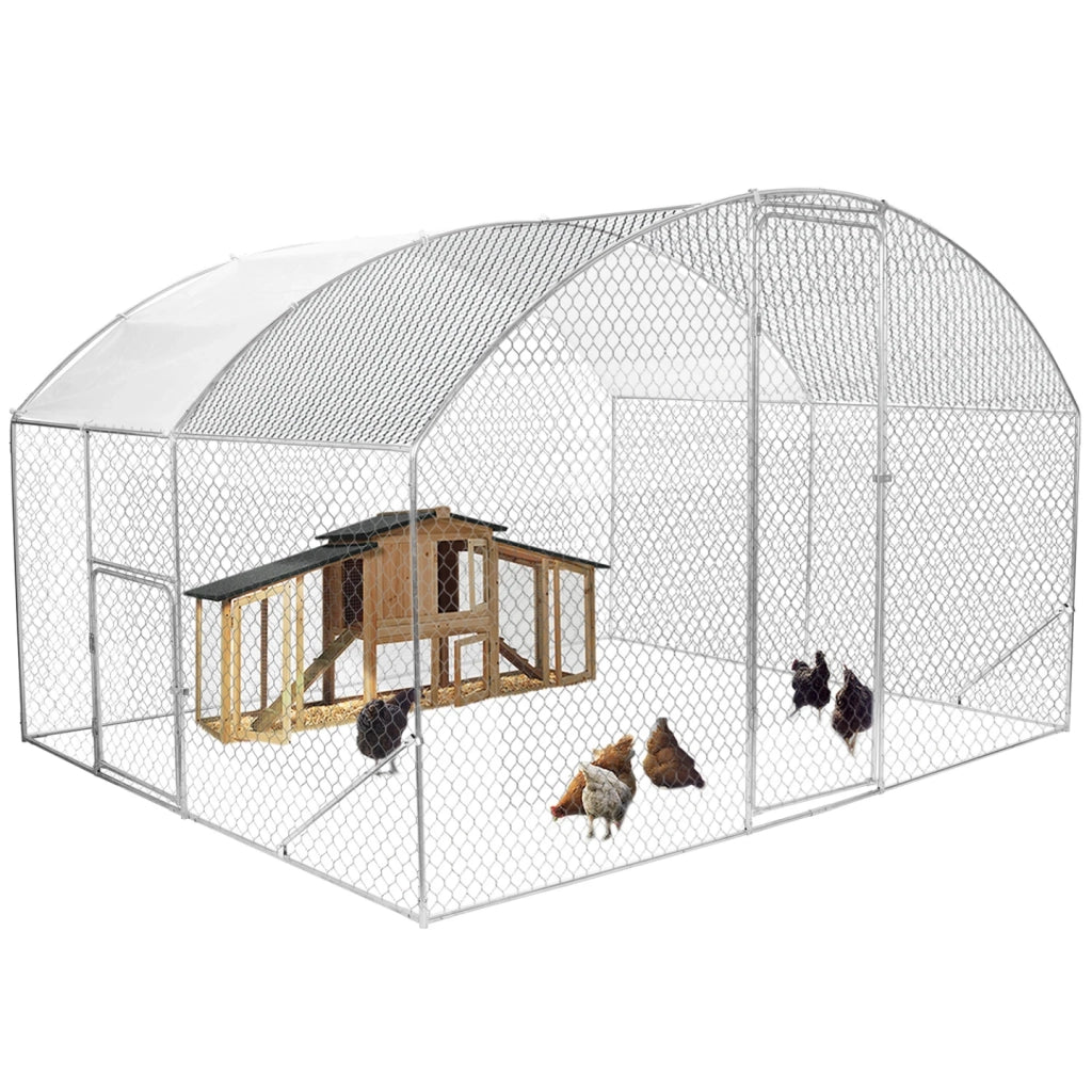 IDMarket - Recinto per polli a cupola 7,5 m² in rete metallica 3x2,5 M con porta laterale