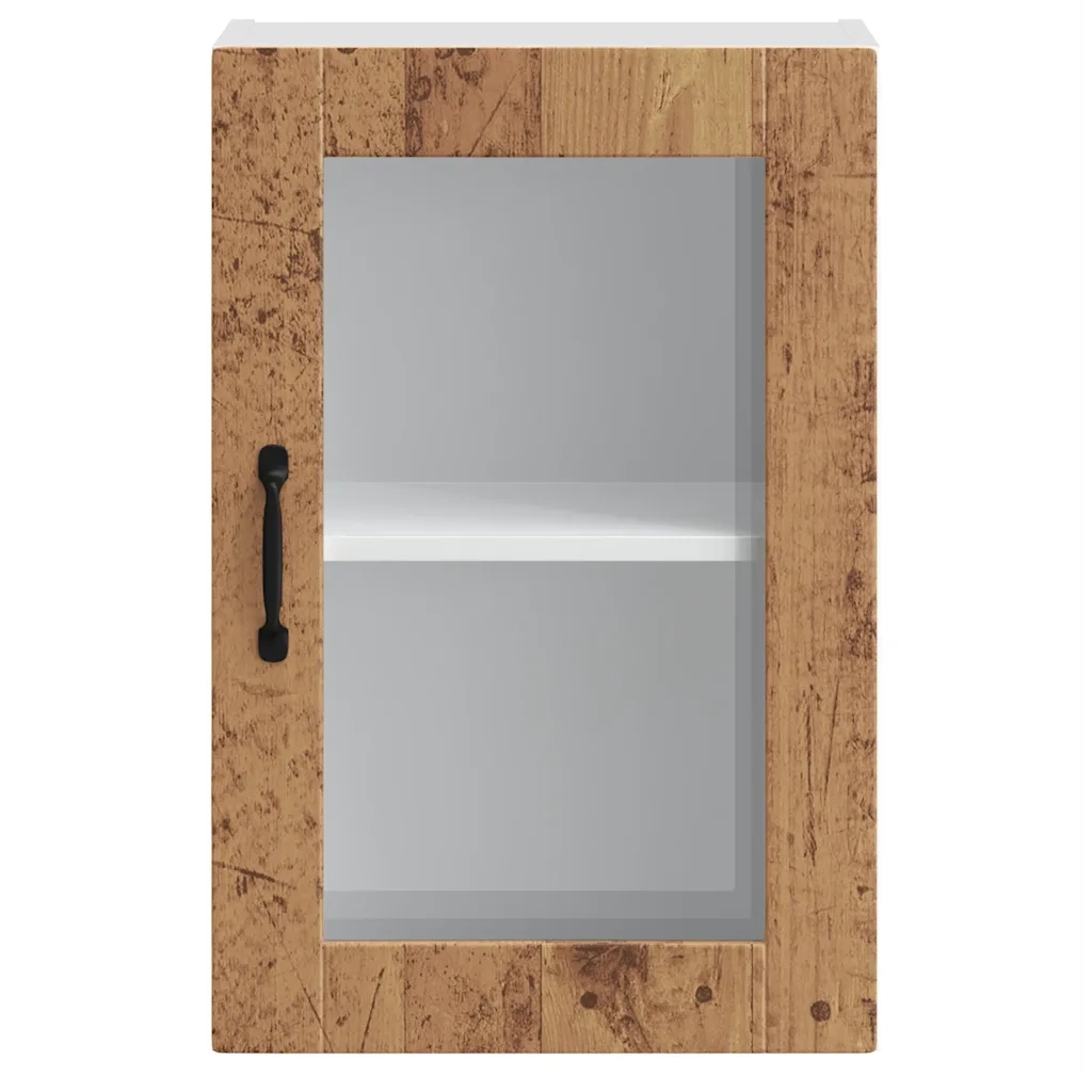 Pensile da Cucina con Porta in Vetro Porto Legno Vecchio
