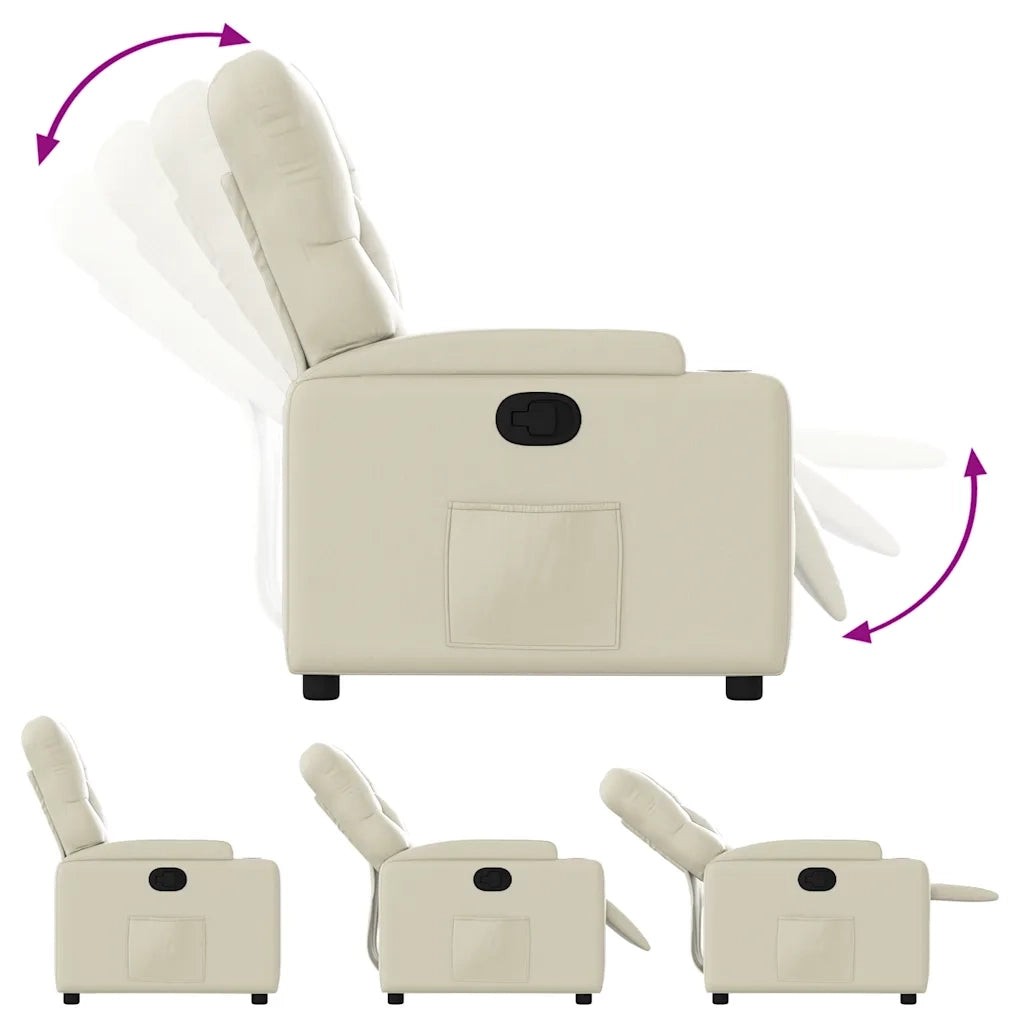 Poltrona Reclinabile Crema in Similpelle