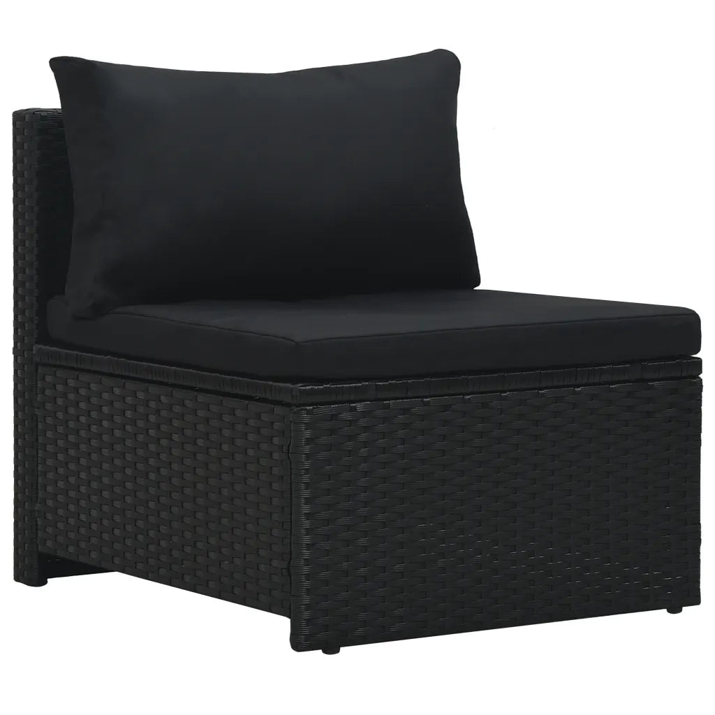 Set Divani da Giardino 6 pz con Cuscini in Polyrattan Nero 47809