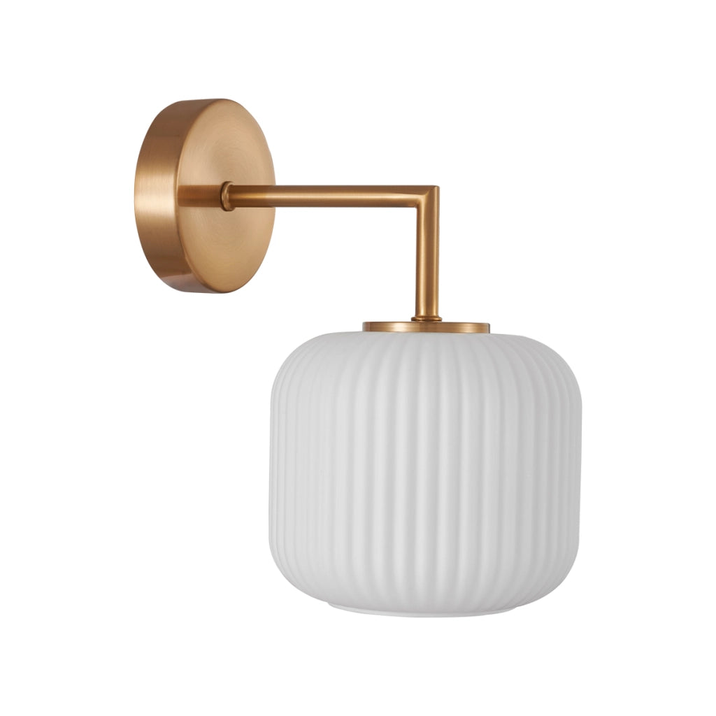 Applique FOSSE Italux ottone vetro bianco rigato E27 40W