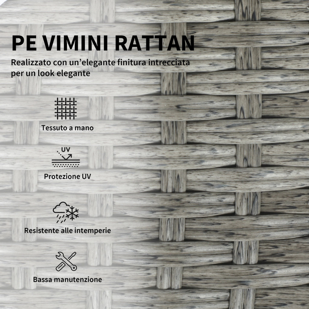 Set da Esterno 6pz con Divano, 2 Sedie, Tavolino con Piano in Vetro e 2 Pouf, Grigio Scuro