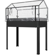 Orto rialzato con tetto serra, cassetta per piante 100x48x124 cm, nero