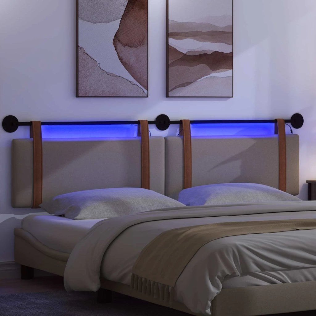 Testiera sospesa Con luce LED Tortora PU Antico