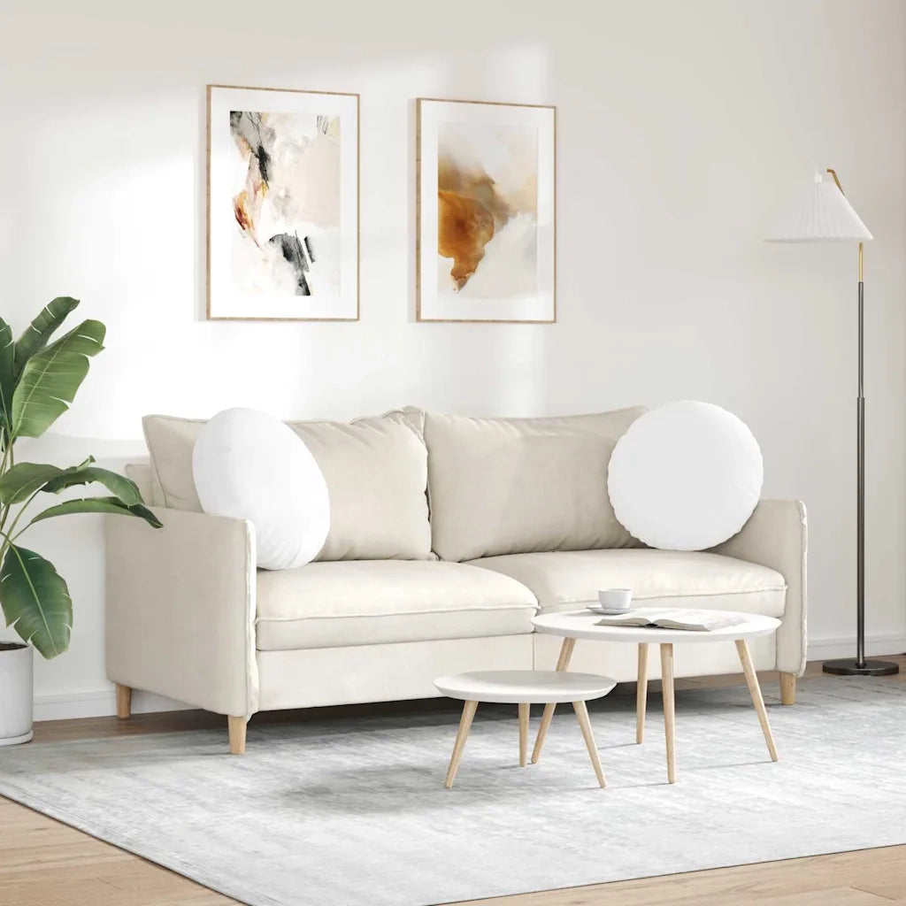 Cuscini per Seduta 2 pcs Bianco Ø50 x 19 cm Tessuto