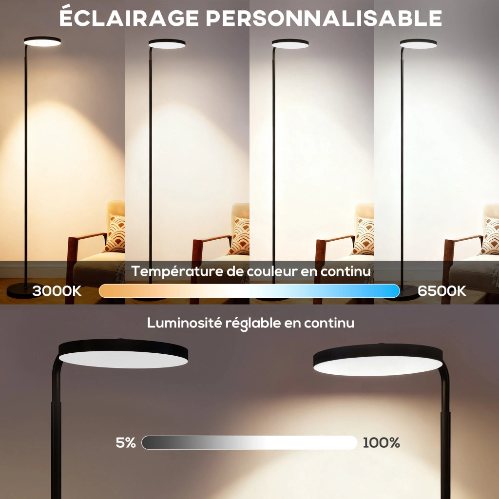 Lampada da terra LED con telecomando ¨C zephmum ¨C nero 41x25x177cm
