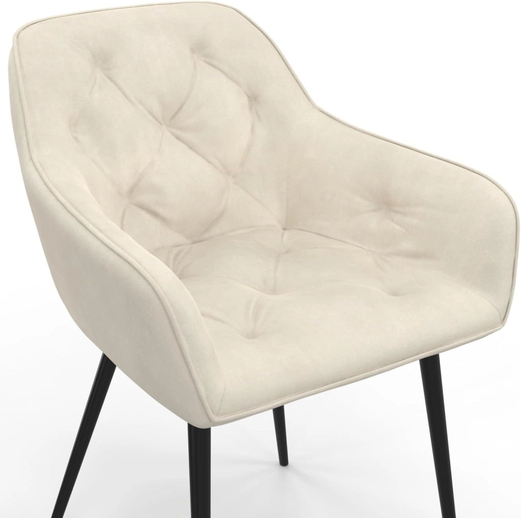 Set di 2 sedie da pranzo e poltrone da tavolo in velluto beige LYA