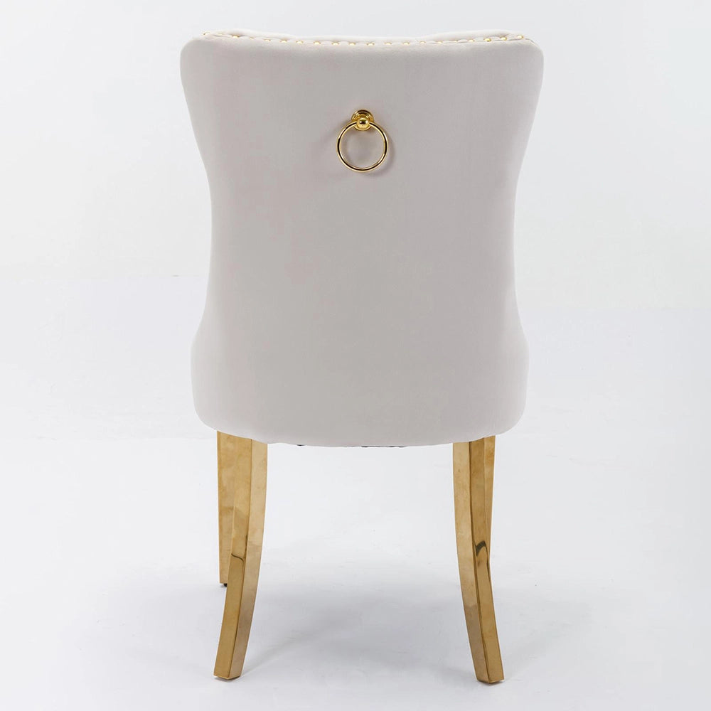 Set 2 sedie Nikki - Xylo - velluto beige gambe dorate