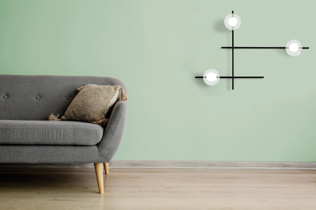 MIKADO LAMPADA DA PARETE O SOFFITTO CON ROTAZIONE 3 LUCI VETRO COSMO IN METALLO NERO D.12CM ATTACCO G9