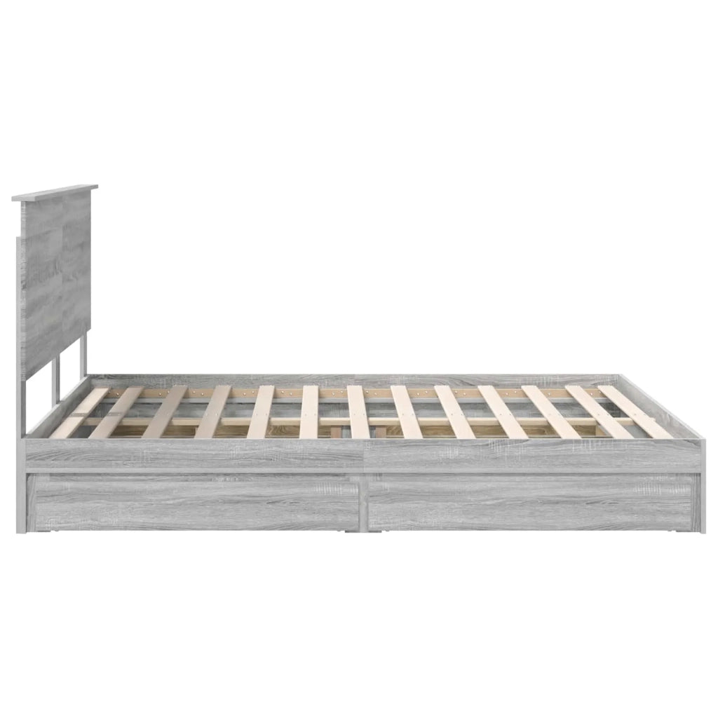 Letto con Contenitore con testiera Grigio Sonoma 160 x 200 cm