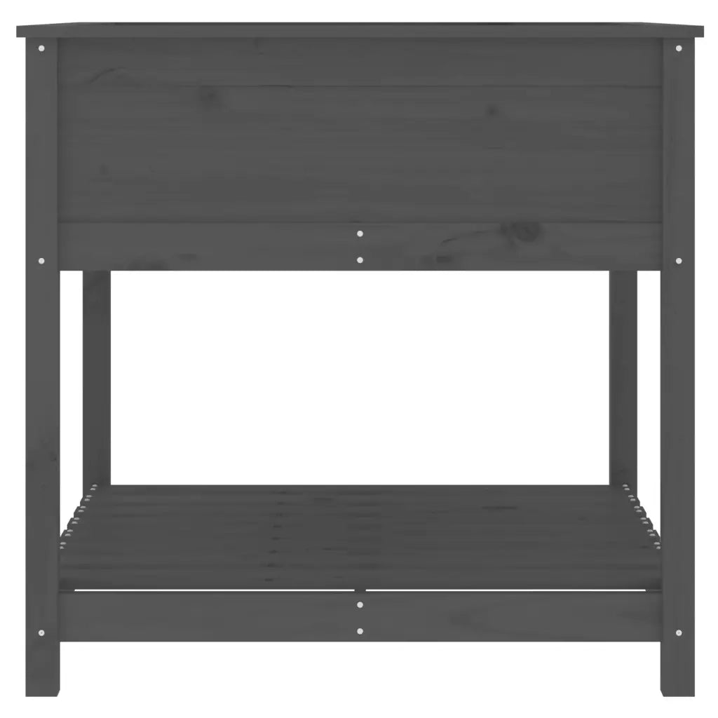 Fioriera con Mensola Grigia 82,5x82,5x81 cm Legno Massello Pino