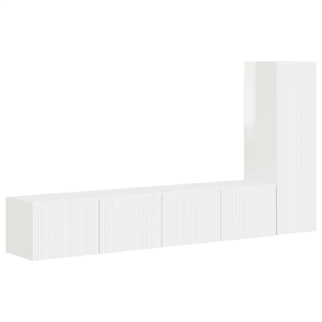 Set mobile TV 3 pcs Bianco Lucido Legno multistrato