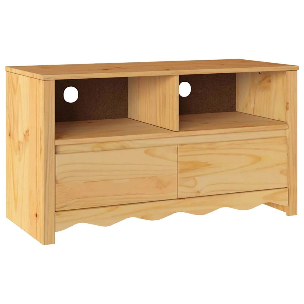 Mobile porta TV rettangolare compatto con pratici cassetti per soggiorno 99 x 43 x 55 cm in legno di pino e rovere 02_0058624