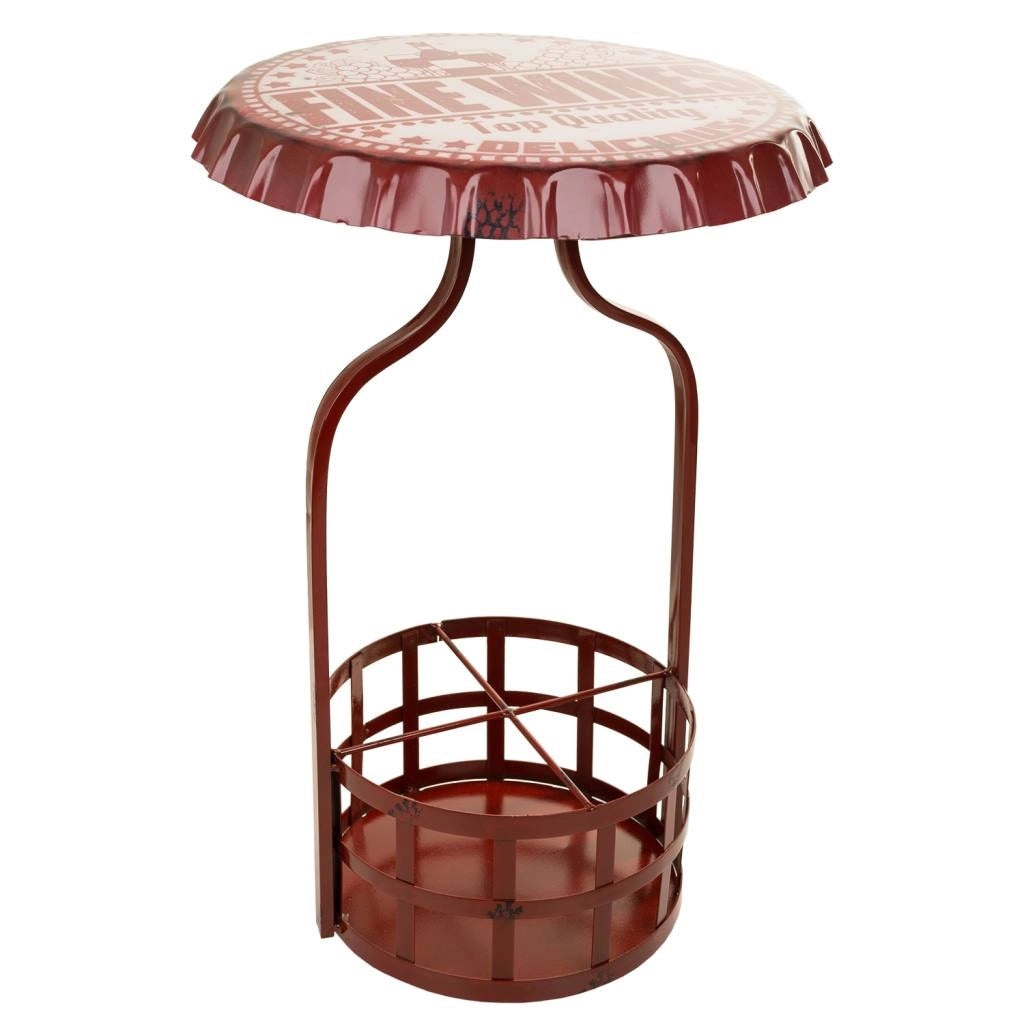 Tavolo portabottiglie in metallo rosso 42x42x60h