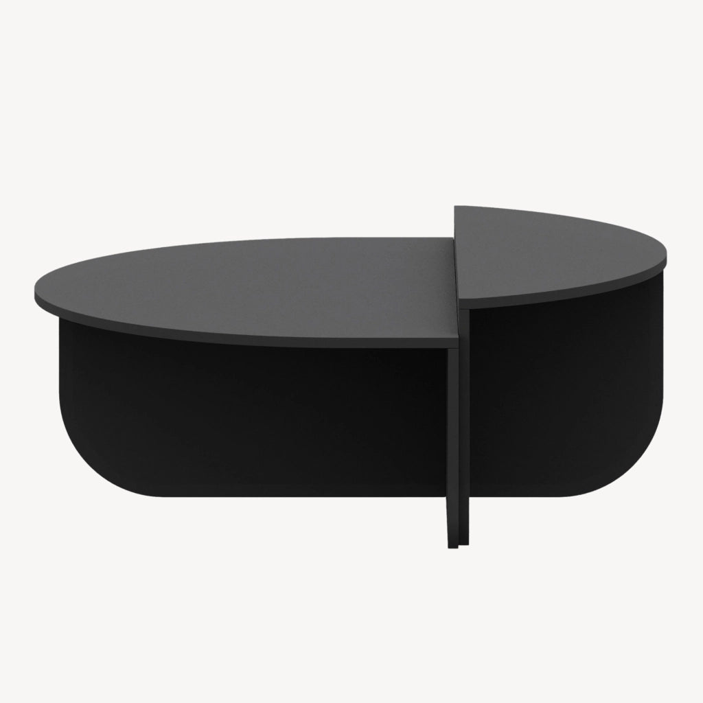 Tavolino Basso da Salotto Tondesdaslo con 2 Piani Semicircolari di Diverse Misure - Grigio Scuro [en.casa]