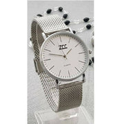 Trade Shop - Orologio Polso Zcc Uomo Analogico Quarzo Moderno Fashion Silver Quadrante Bianco -