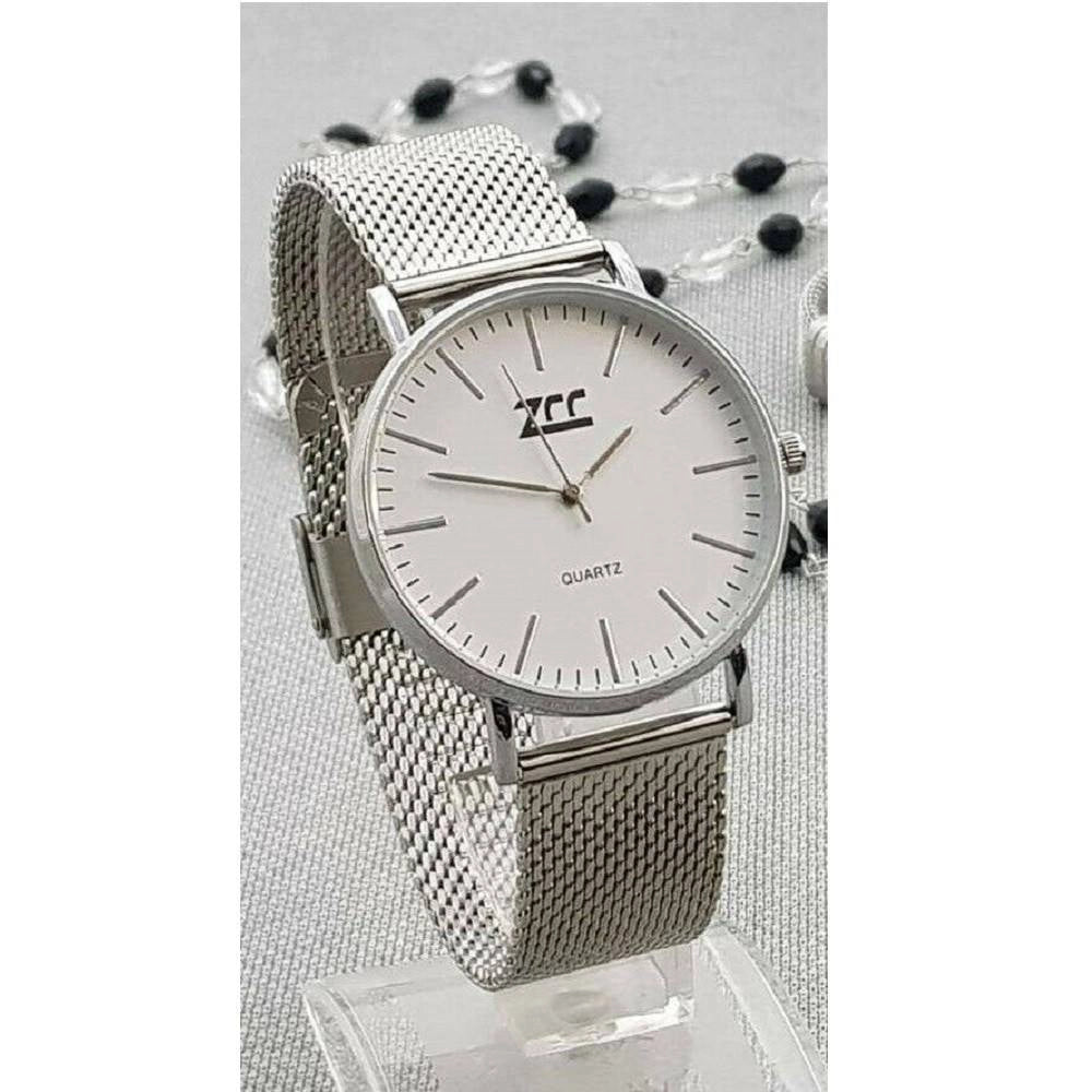 Trade Shop - Orologio Polso Zcc Uomo Analogico Quarzo Moderno Fashion Silver Quadrante Bianco -