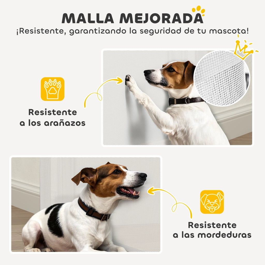 Barriera di sicurezza per cani retrattile con chiusura ¨C zephmum ¨C 142x10x87 cm bianco