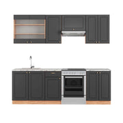 Cucina componibile Fame-Line Antracite rustico/Rovere dorato 240 cm, PL Marmo Vicco