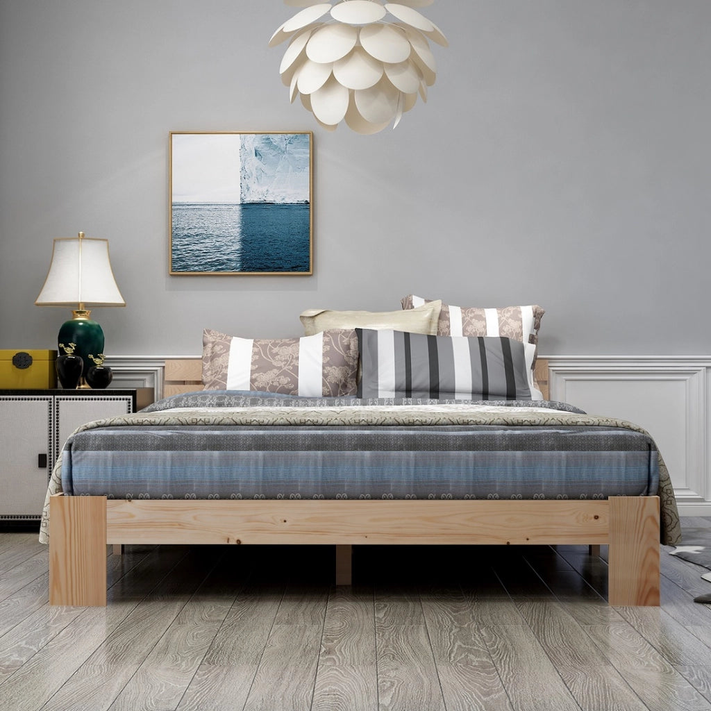 Letto Matrimoniale 140x200 cm; in Legno Massello - Design Rustico - Colore Naturale