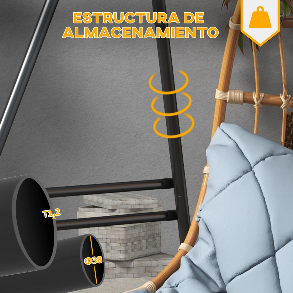 Sedia a dondolo sospesa ¨C zephmum ¨C nero, acciaio, 150 kg