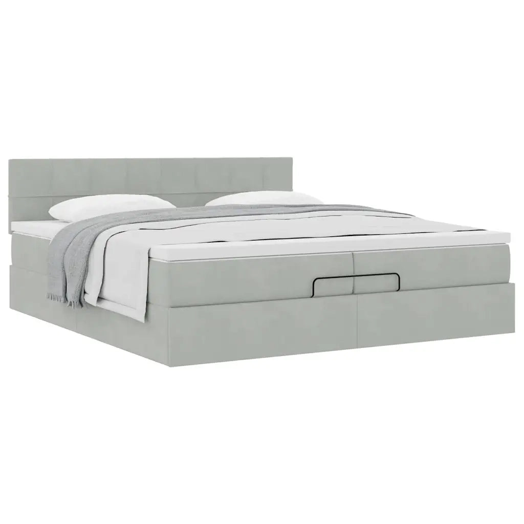 Struttura Letto Pouf con Materasso 200x200 cm in Velluto 3311795