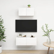 Set Mobili Porta TV 2 pz Bianco in Legno Multistrato 3078700