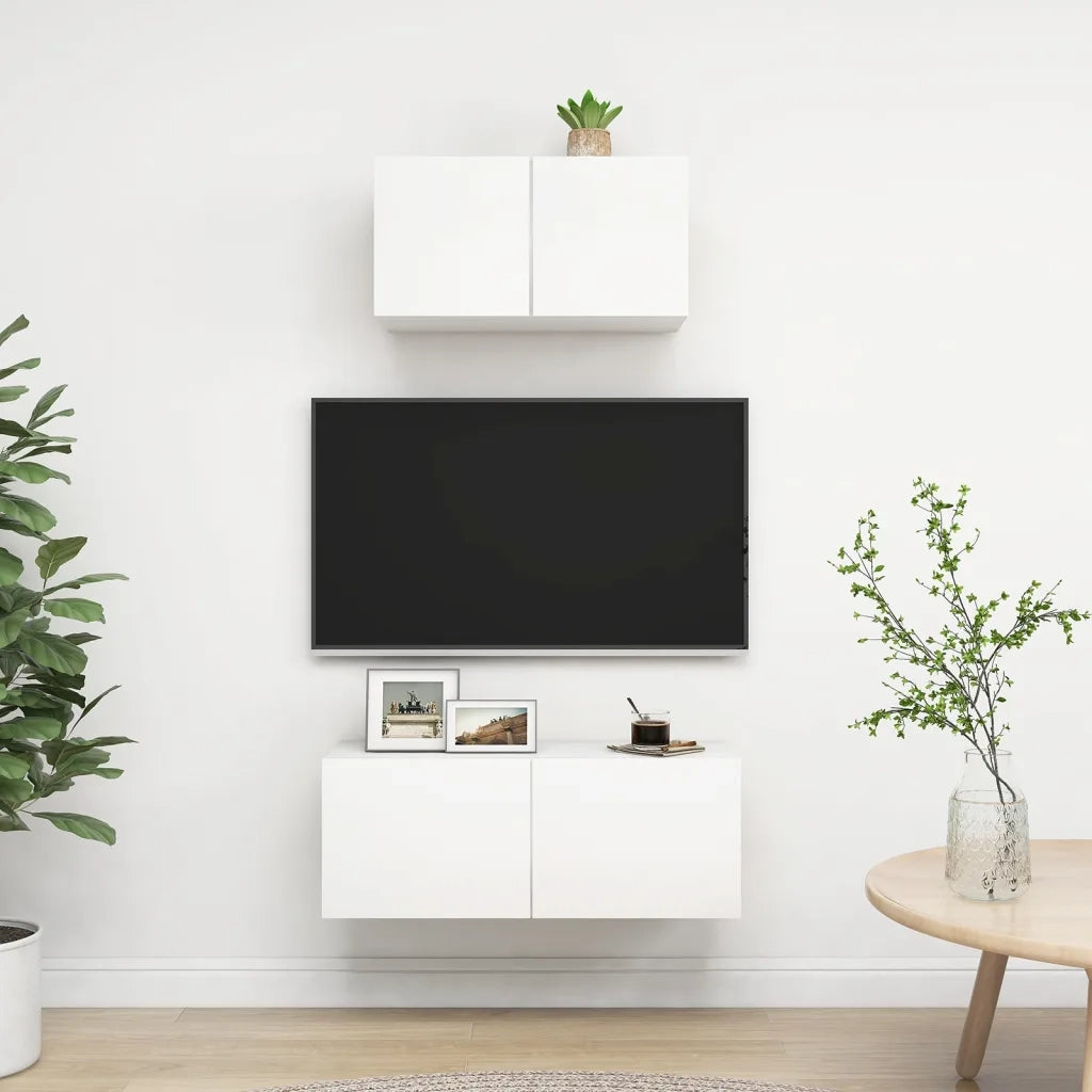 Set Mobili Porta TV 2 pz Bianco in Legno Multistrato 3078700