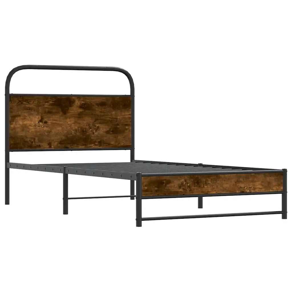 Giroletto senza Materasso-Struttura Letto Rovere Fumo 100x190 cm in Truciolato 866953