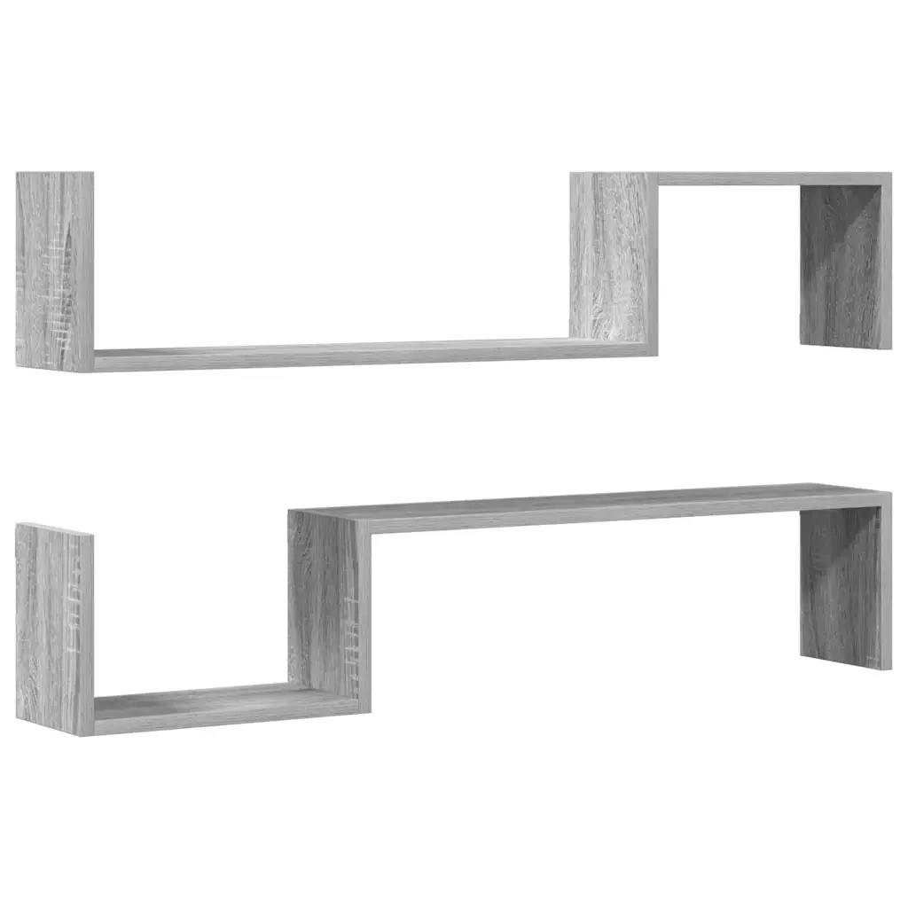 Scaffali da Parete 2 pz Grigio Sonoma 100x15x20 cm Multistrato 815934