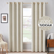 Gordini termoisolanti opacchi con anelli - Set da 2, 140 x 245 cm - Crema