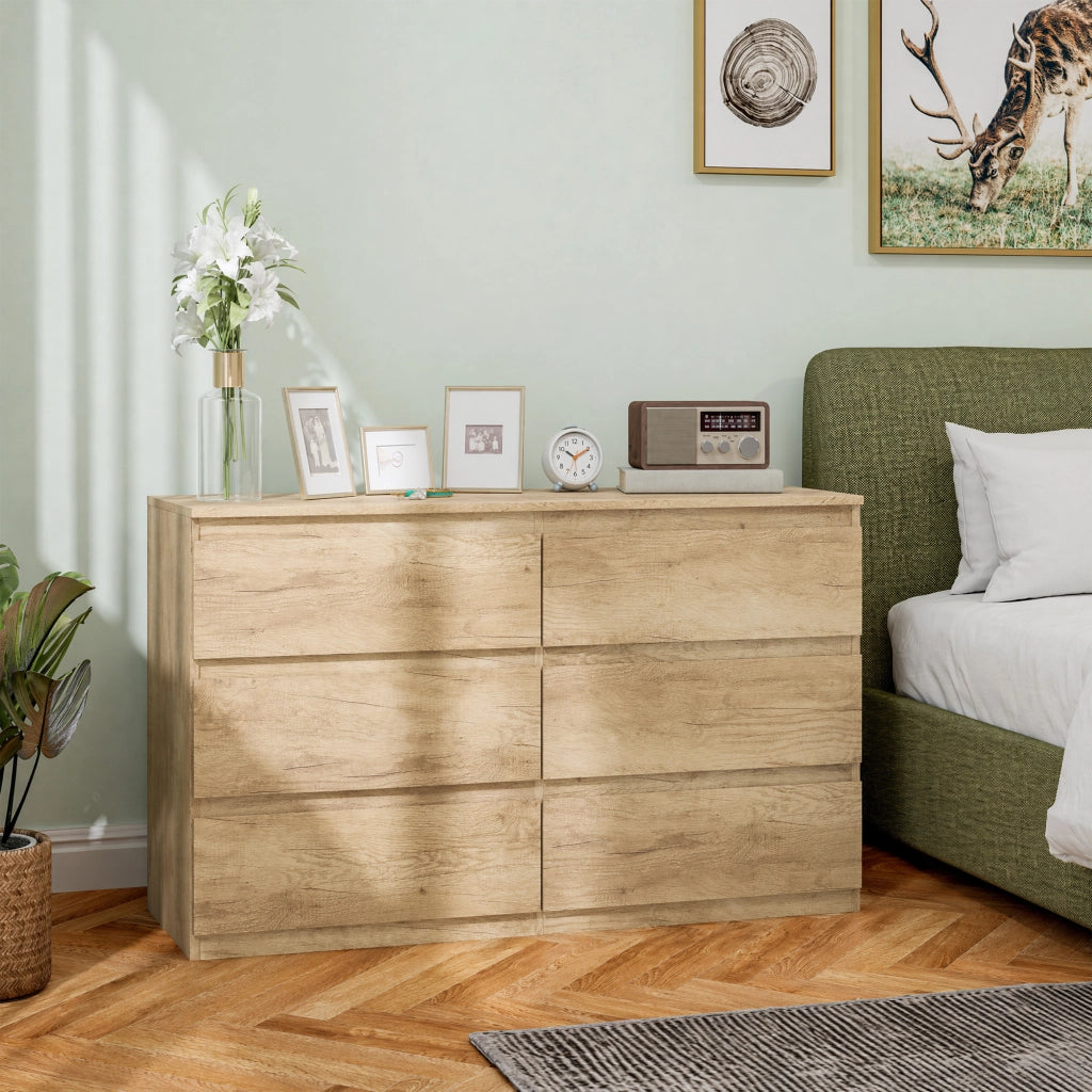 Cassettiera 6 cassetti senza maniglie stile moderno ¨C Xylo ¨C rovere 120x39x75 cm