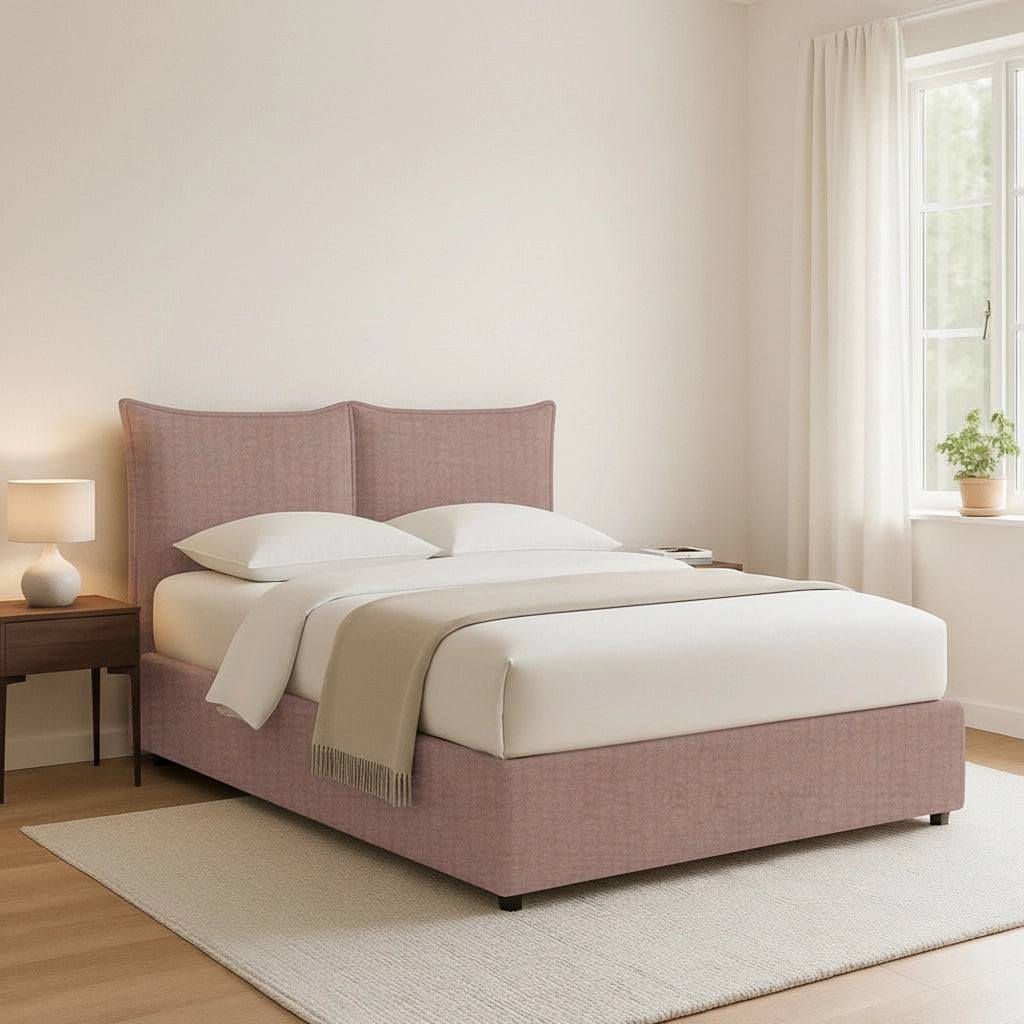 Malton, Letto Piazza e Mezza Sfoderabile Made in Italy, Rosa Antico