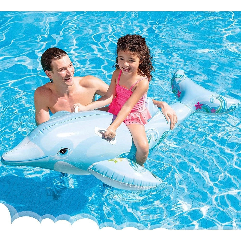 Trade Shop - Cavalcabile Forma Delfino Gonfiabile Piscina Mare 175 X 66 Cm Con Maniglie 58535 -