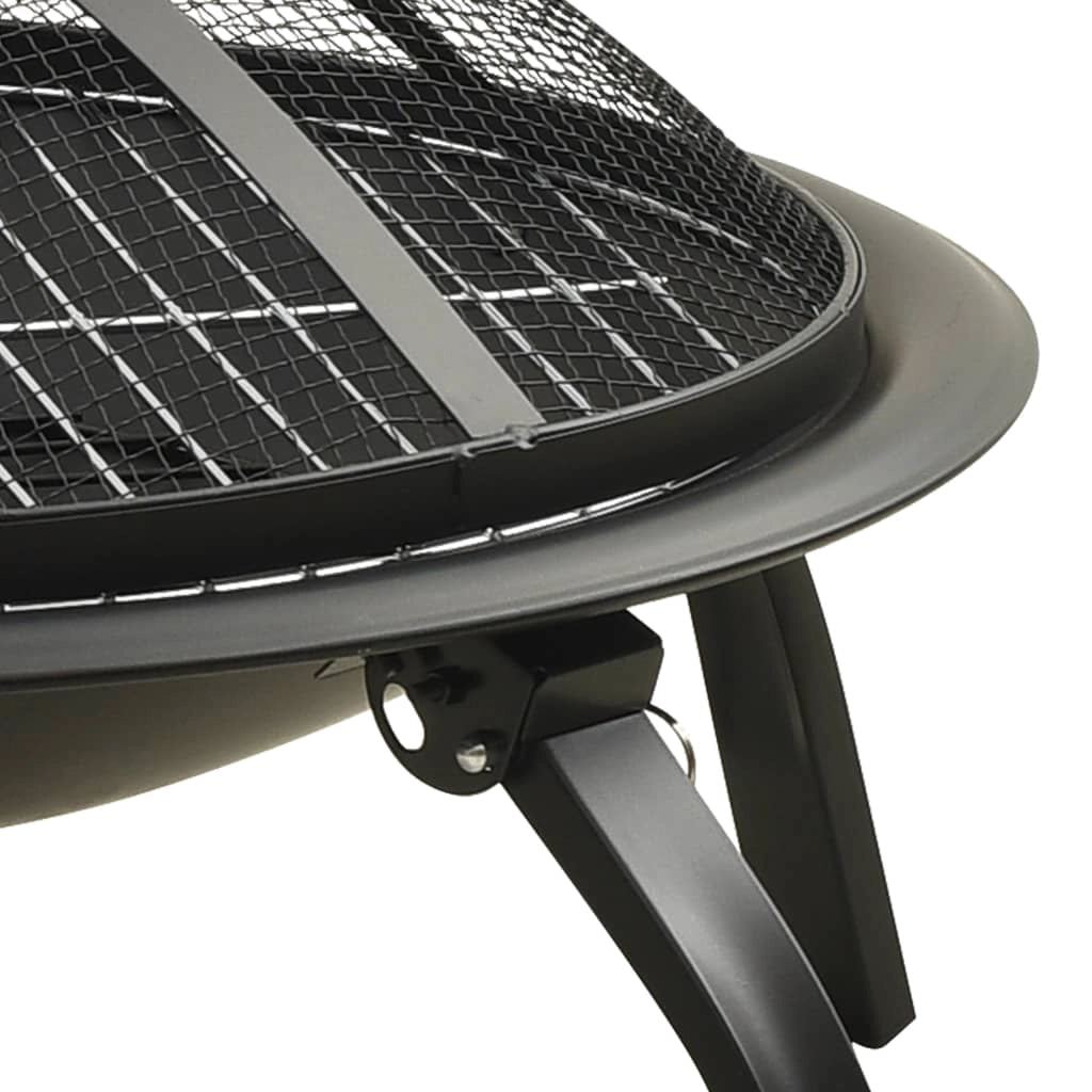 Braciere e barbecue con attizzatoio 2 in 1 in acciaio nero 02_0005987
